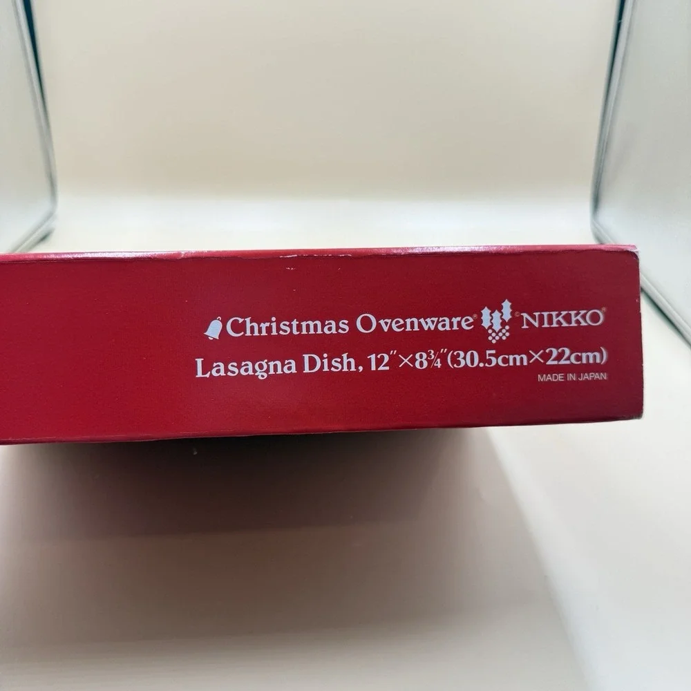 NIKKO Christmas Lasagna Pan Cake Serving Dish Holiday Tree Vintage 12in Japan